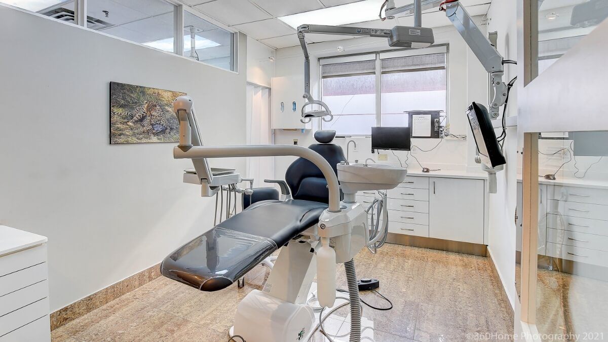 Front view of dental treatment chair